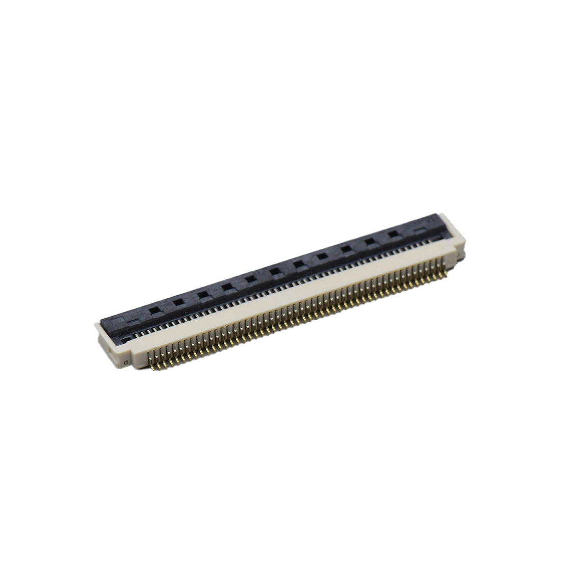 F0507 FPC FFC连接器Pitch 0.50mm 90°H2.00mm 前掀盖下接触带蝴蝶扣卧贴 FPC 50Pin本色 镀半金1U",镍